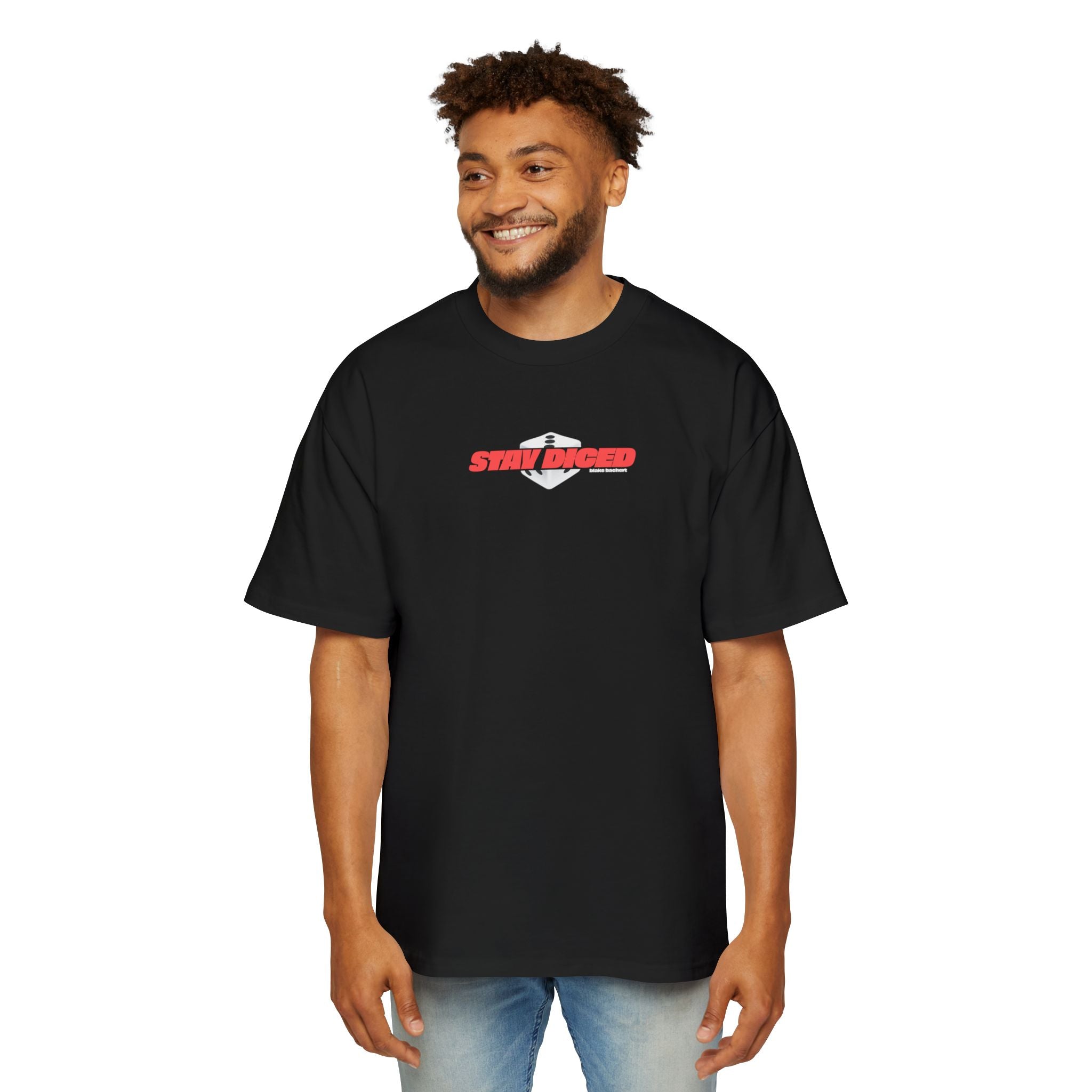 Stay Diced Tee — Men's Graphic Oversized White T-Shirt